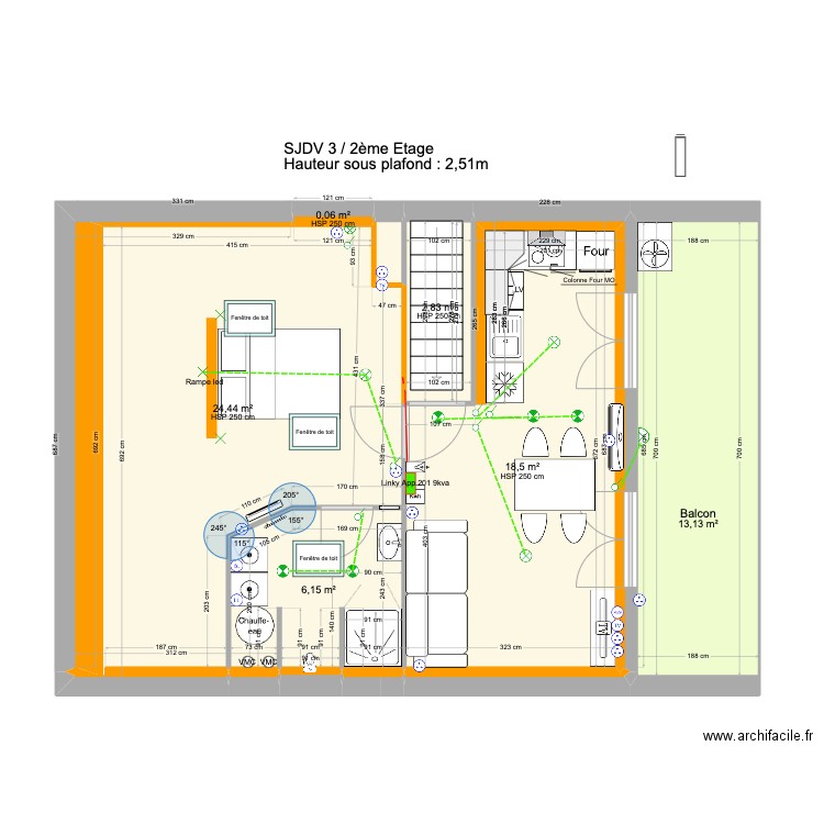 SJDV3 2etage V2 + Isol. Plan de 8 pièces et 66 m2