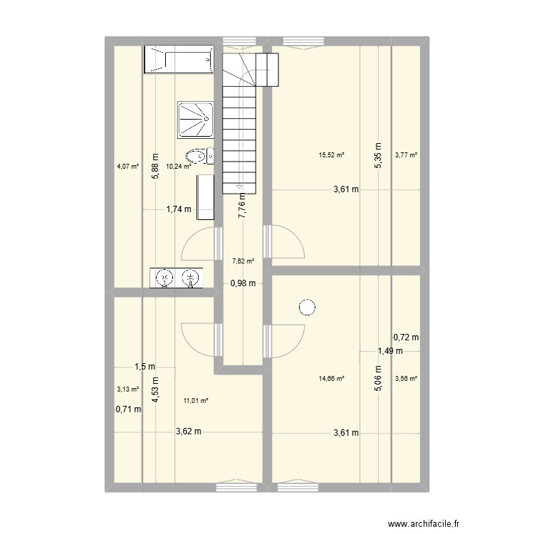 Combles Vuissens Projet. Plan de 9 pièces et 74 m2