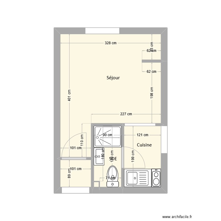 Dufreney - EDL. Plan de 5 pièces et 16 m2