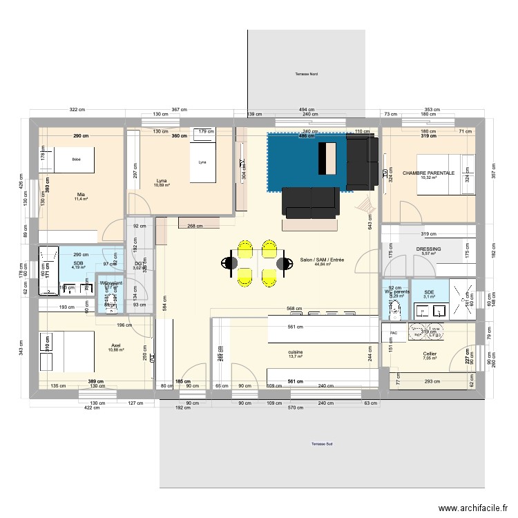 LA BOISSIERE - AVP 3 - MEUBLÉ. Plan de 13 pièces et 128 m2