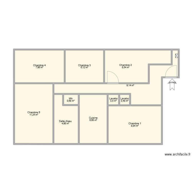 N3 la noue. Plan de 11 pièces et 66 m2