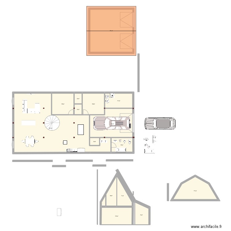 Chalet 2. Plan de 18 pièces et 326 m2