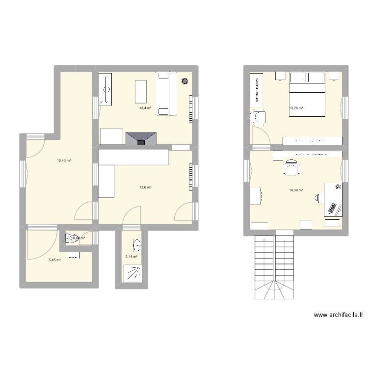 Maison beaumont. Plan de 8 pièces et 79 m2