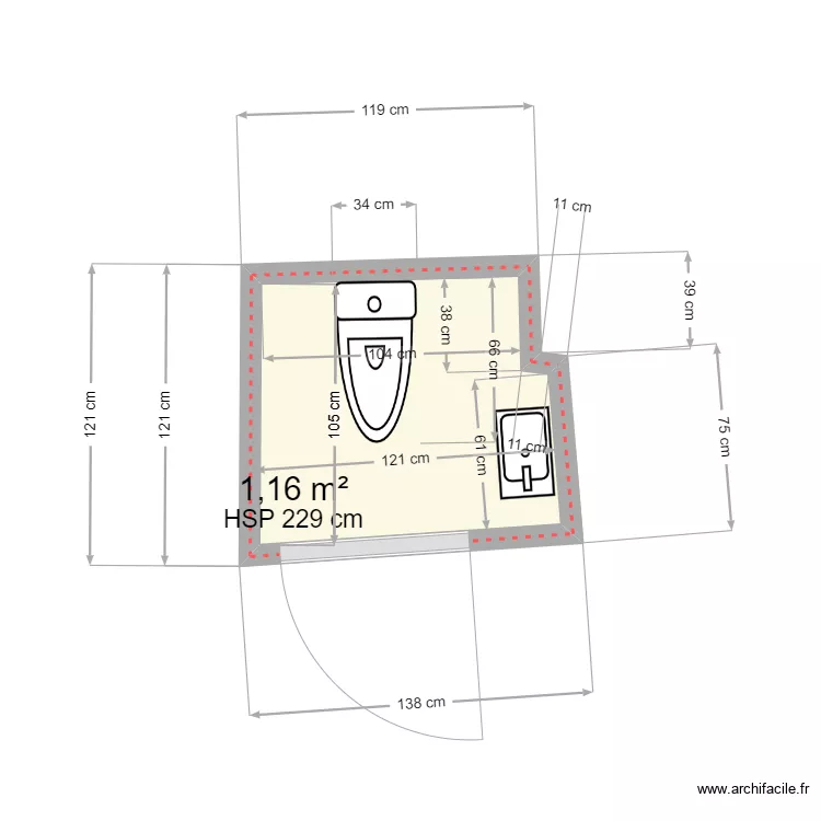 Renovation wc. Plan de 