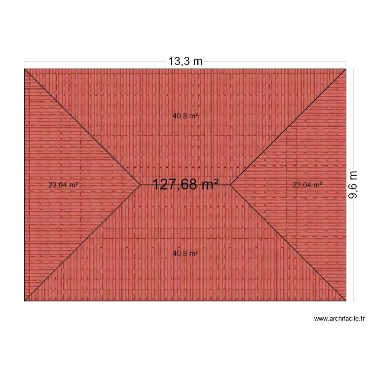 TOITURE 4 PANS 2025. Plan de 