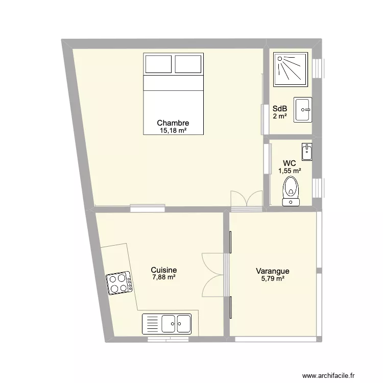 Bungalow. Plan de 