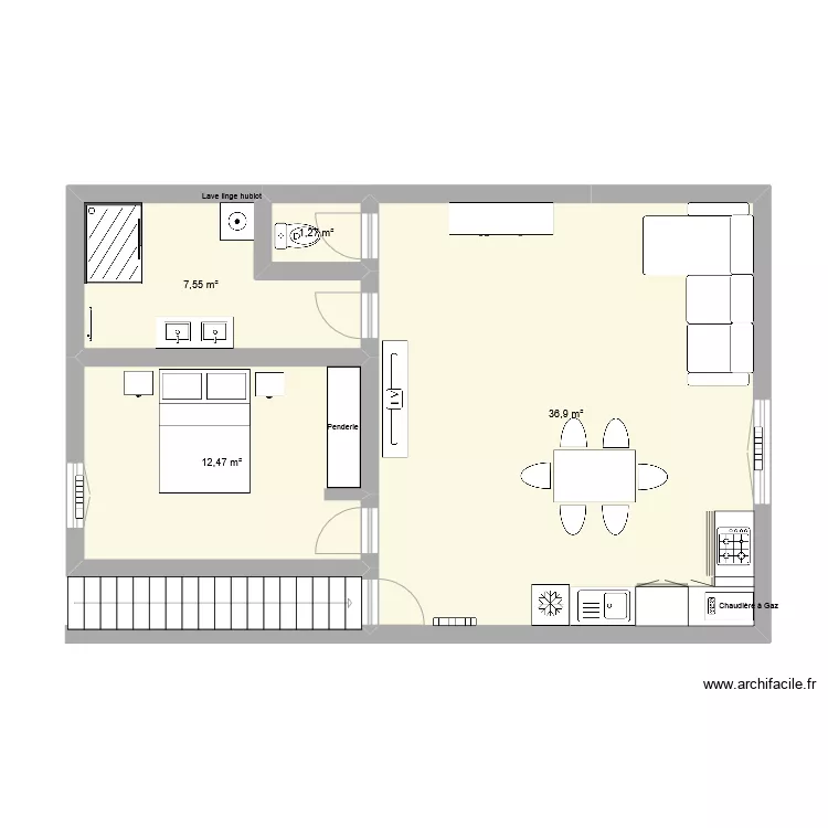 appartement T2 . Plan de 