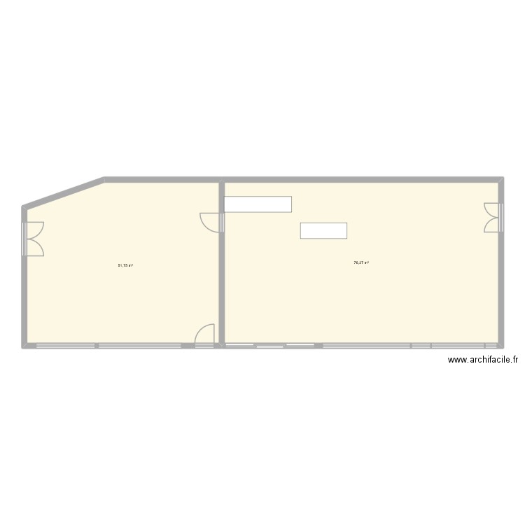 GUEGUIN. Plan de 2 pièces et 128 m2