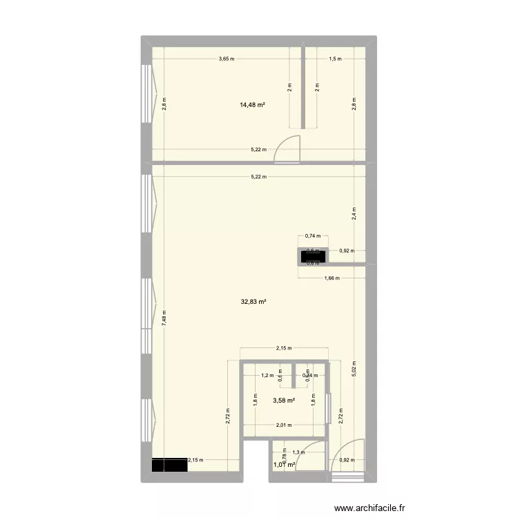 Invest1. Plan de 5  et 52 m²