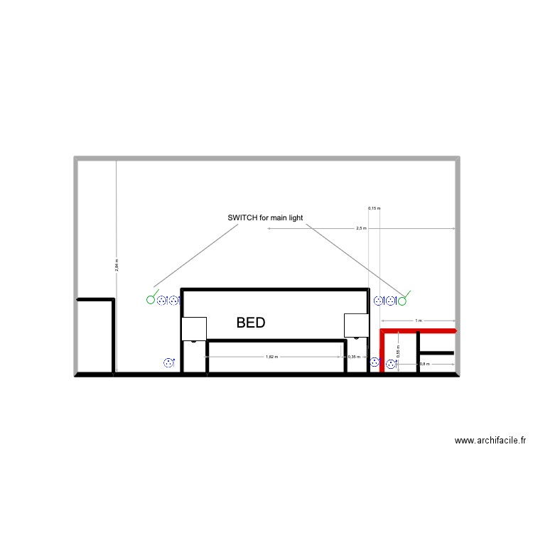 DE FACE. Plan de 2 pièces et 14 m2
