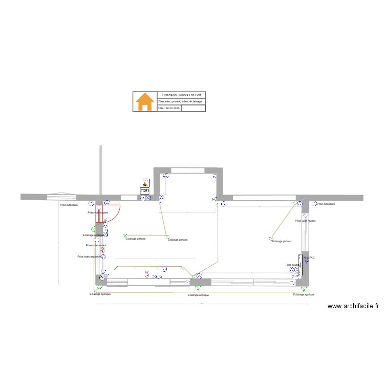 Electricité et TV extension Collier. Plan de 0 pièce et 0 m2