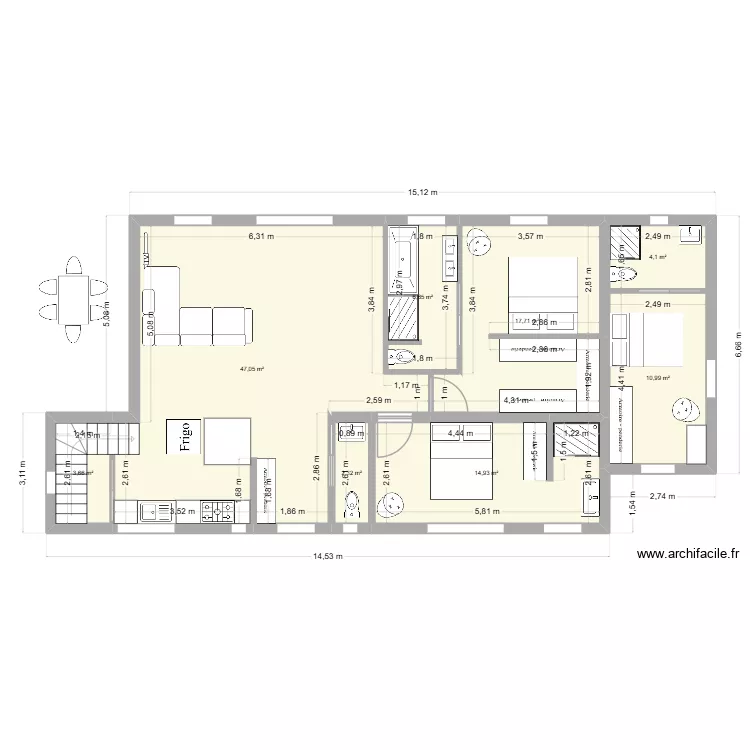 MAISON EMILIE AVEC STUDIO ANNEXE. Plan de 8  et 107 m²