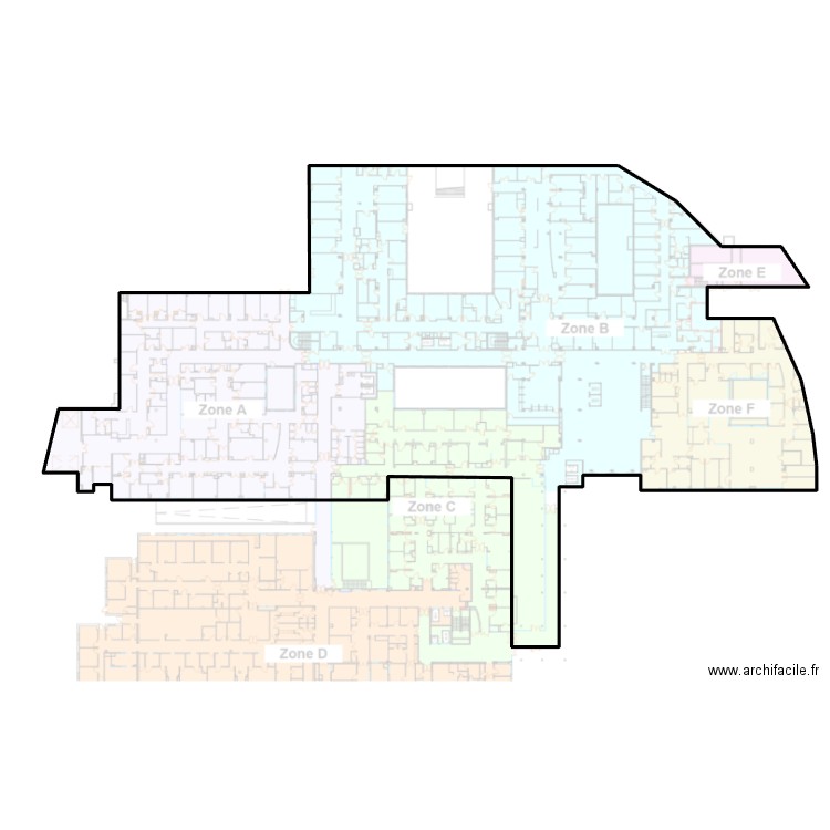 MCO RDC zones ABEF + C 2008. Plan de 1 pièce et -421 m2