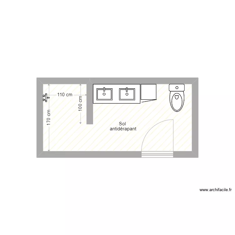 DESCHAMPS  avant travaux. Plan de 1  et 6 m²