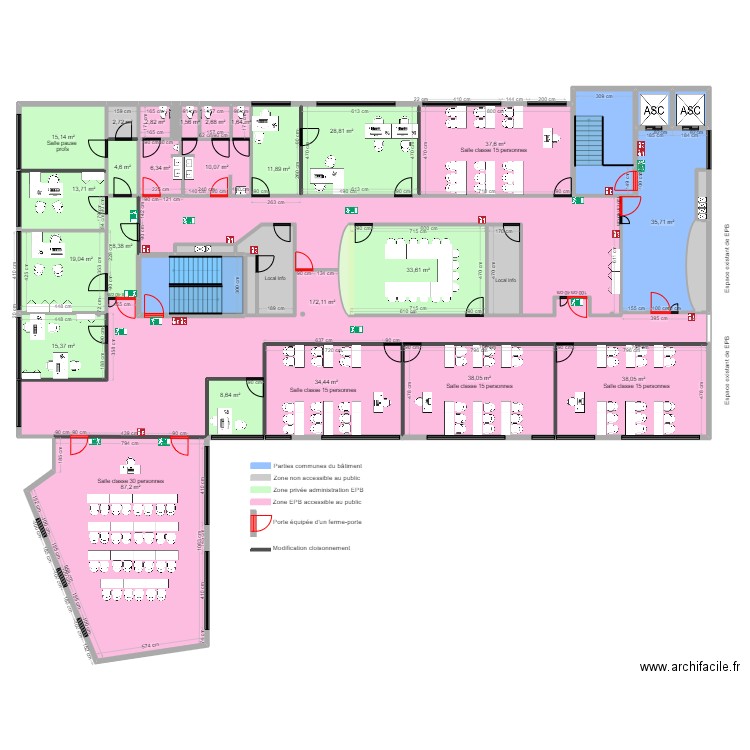 EPB EXTENSION 2EME ETAGE APRES TRAVAUX. Plan de 37 pièces et 695 m2