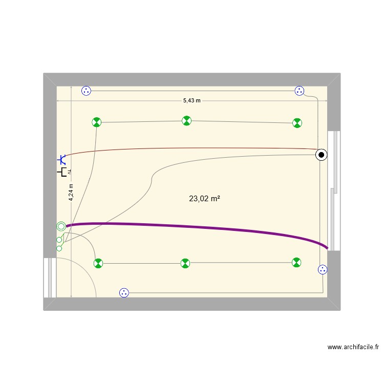 test 2. Plan de 1 pièce et 23 m2
