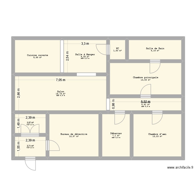 Appartement d'Abel. Plan de 12 pièces et 102 m2