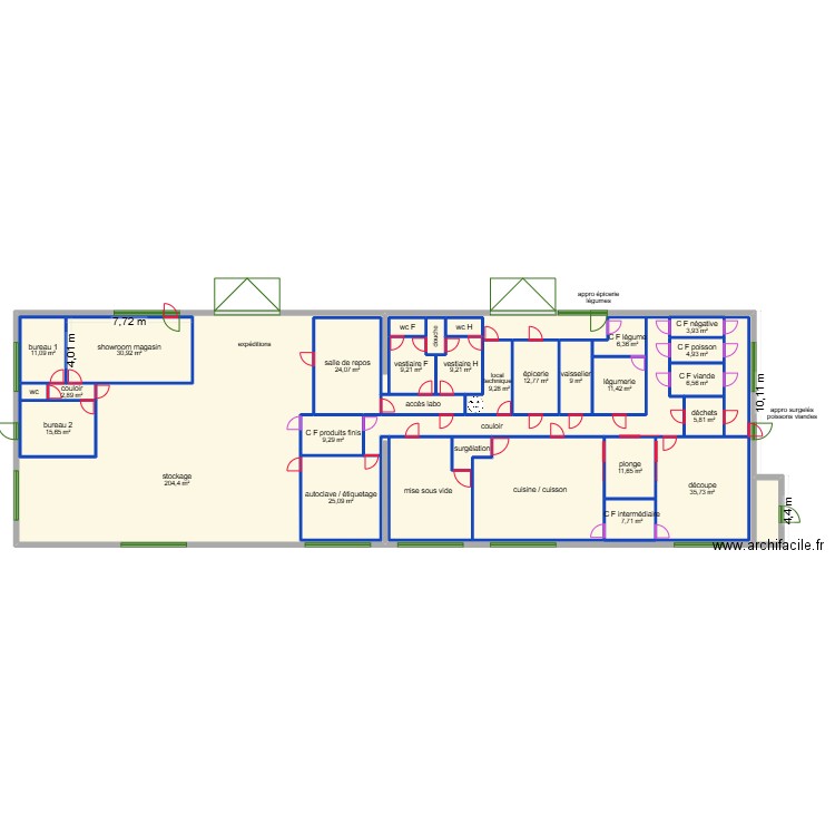 conserverie nouveau site projet 2 version 2. Plan de 33 pièces et 1042 m2