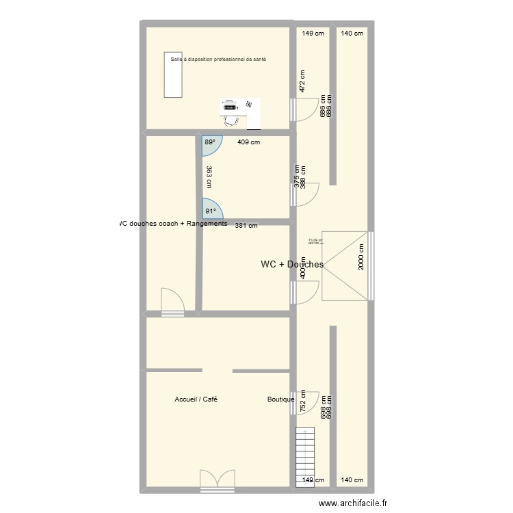 Plan de salle provisoire 2. Plan de 5 pièces et 178 m2
