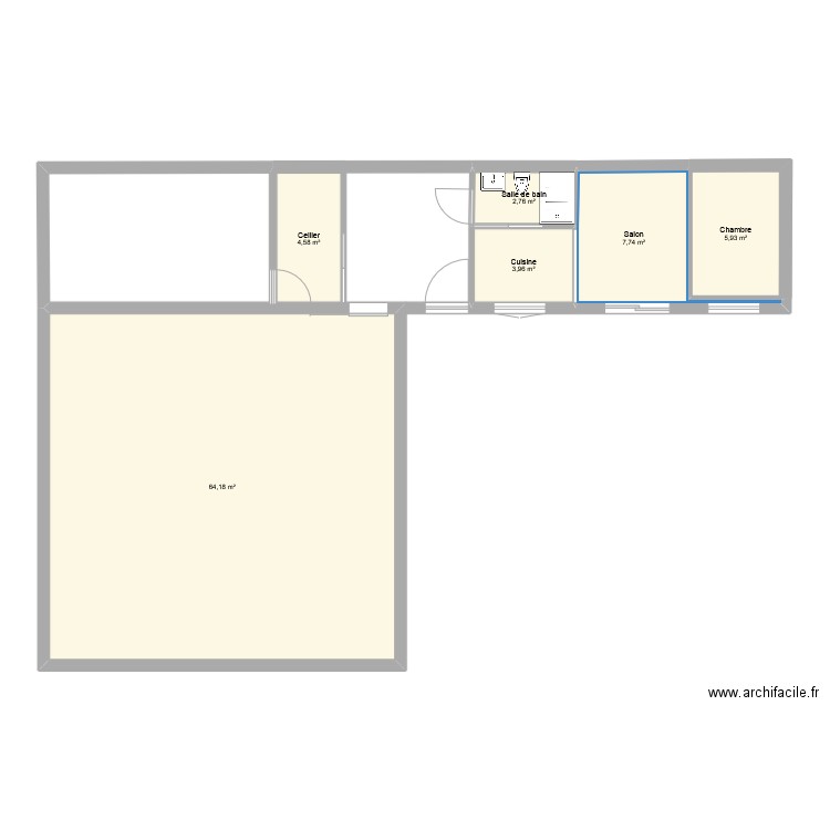 modèl 2. Plan de 6 pièces et 89 m2
