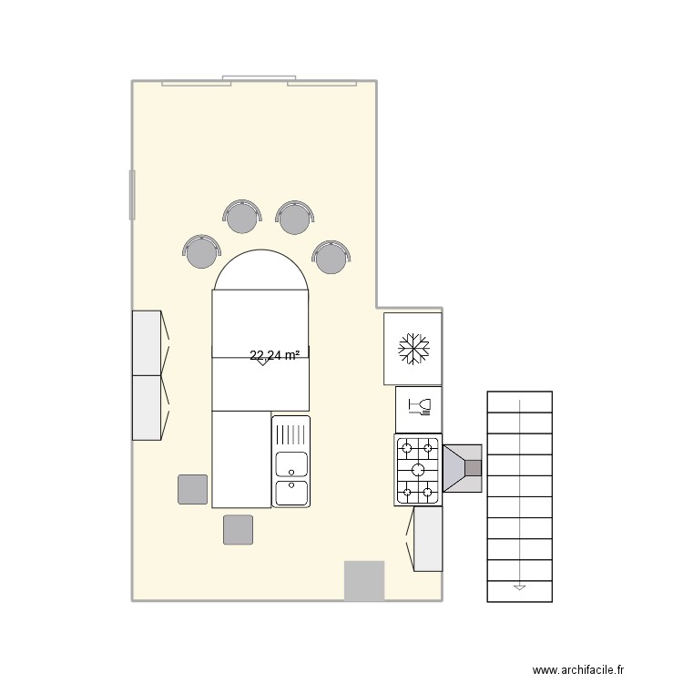 plan3. Plan de 1 pièce et 22 m2