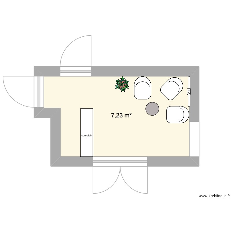 Plan Accueil Terrade. Plan de 1 pièce et 7 m2
