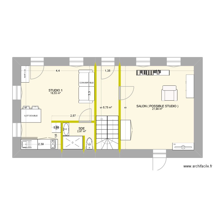 MAISON D HOTES ST GENIS. Plan de 4 pièces et 50 m2