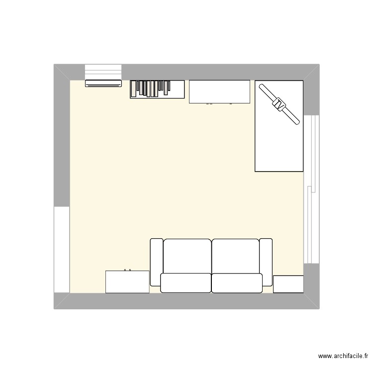 salon 2. Plan de 1 pièce et 13 m2
