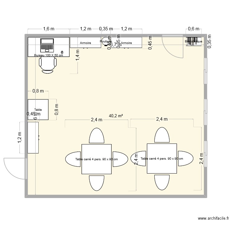 SALLE 11. Plan de 1 pièce et 40 m2