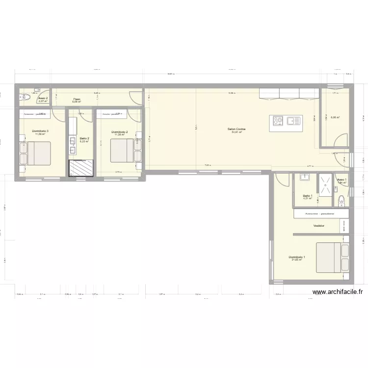 Jane & Nigel. Plan de 10 Pièces et 127 m²