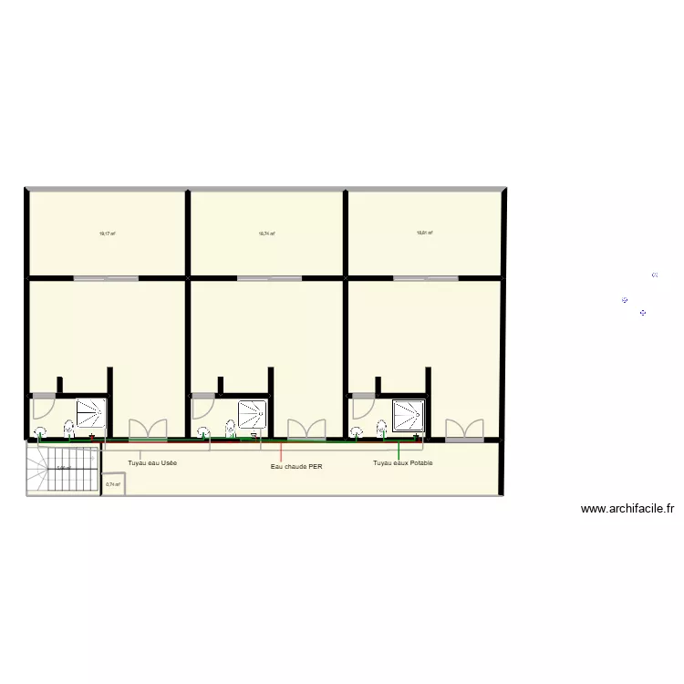 R-1 maison studio plombier. Plan de 