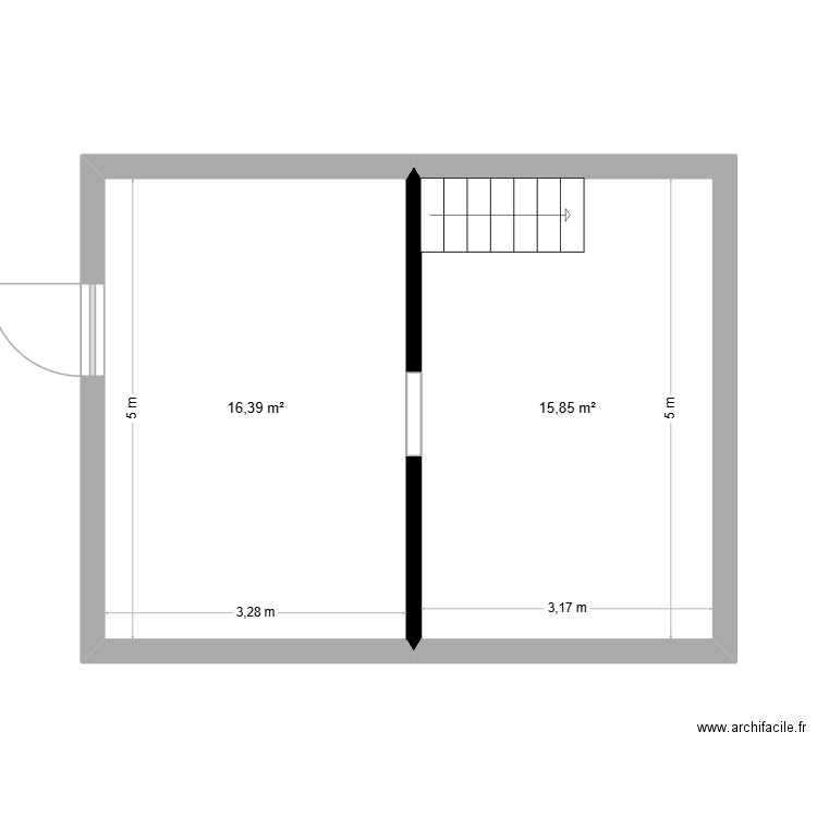 Cave. Plan de 2 pièces et 32 m2