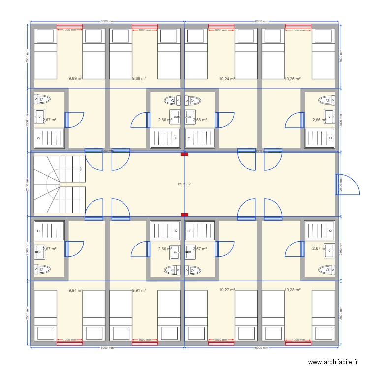 Отель 15н. Plan de 35 pièces et 267 m2