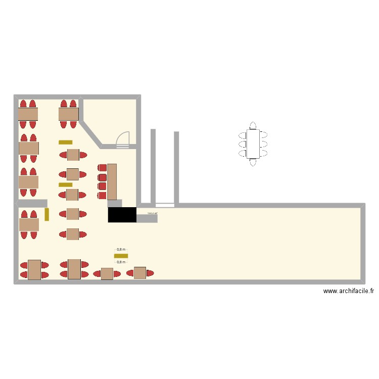 avec parois bois. Plan de 1 pièce et 144 m2