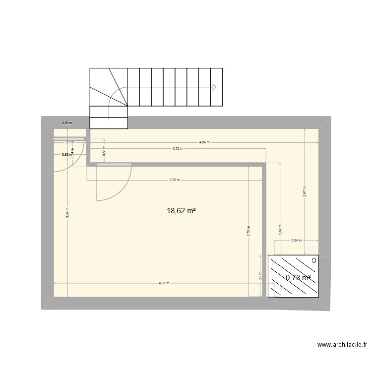 NAJAC. Plan de 2 pièces et 19 m2