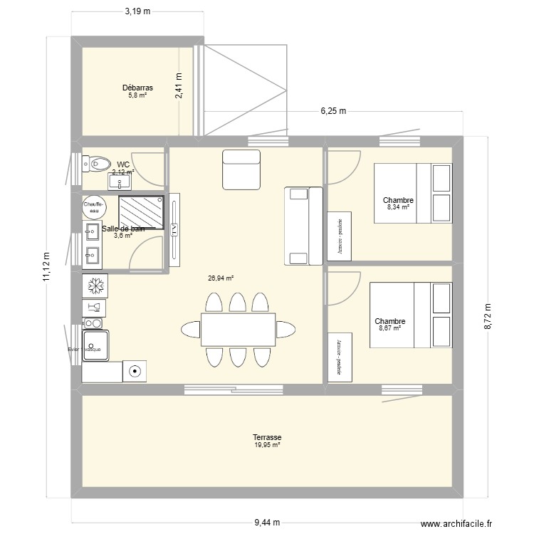 Camboulazet 2. Plan de 7 pièces et 75 m2