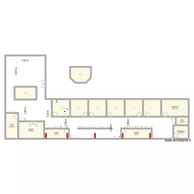PLAN VIERGE 2. Plan de 15  et 142 m²