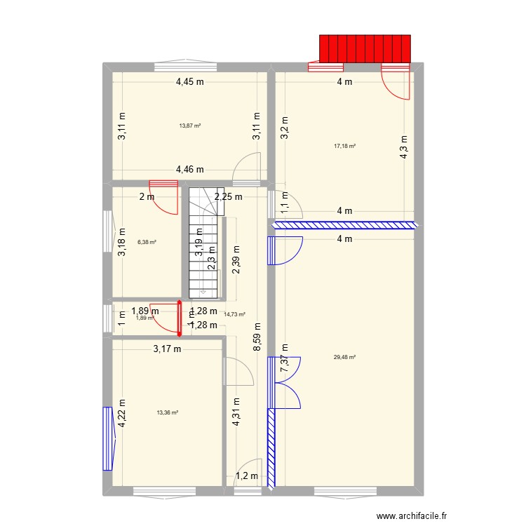 Sous-sol. Plan de 7 pièces et 97 m2
