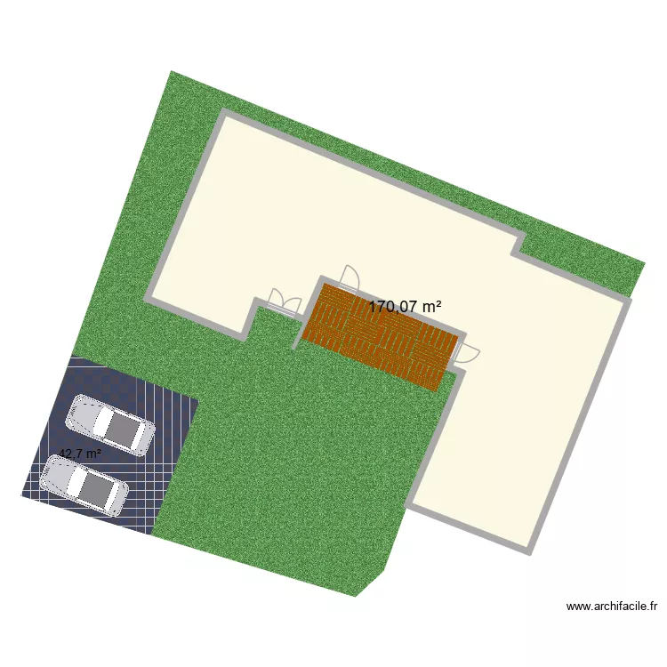 Ext&eacute;rieur. Plan de 1 pièce et 170 m²