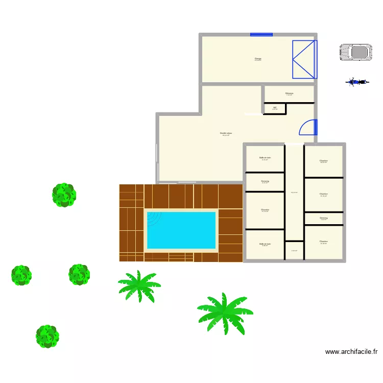 test. Plan de 14  et 230 m²