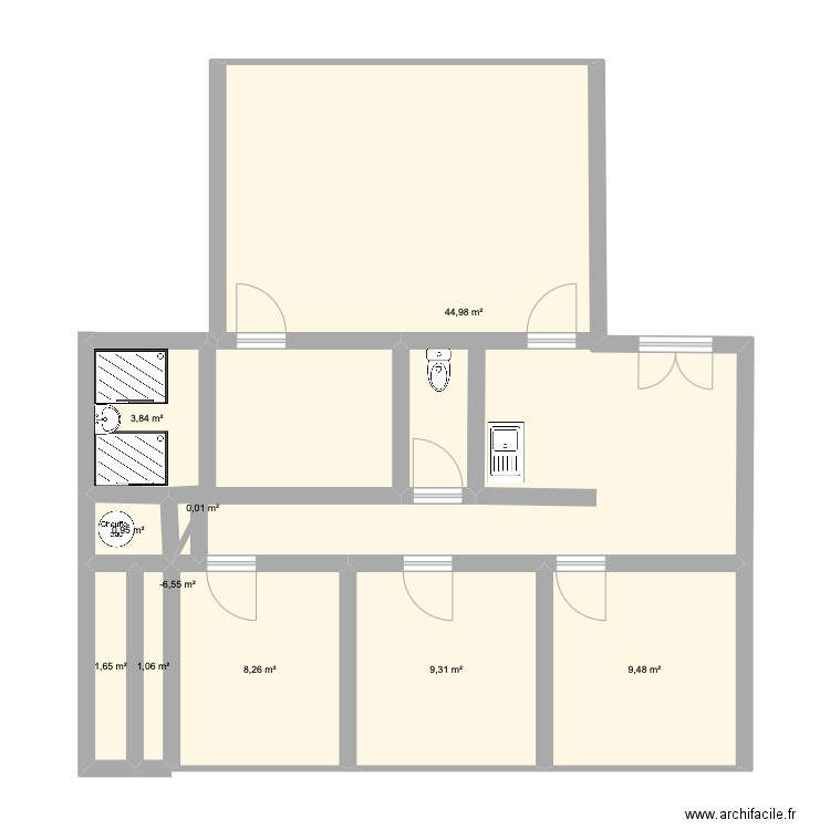 projet 3. Plan de 10 pièces et 80 m2