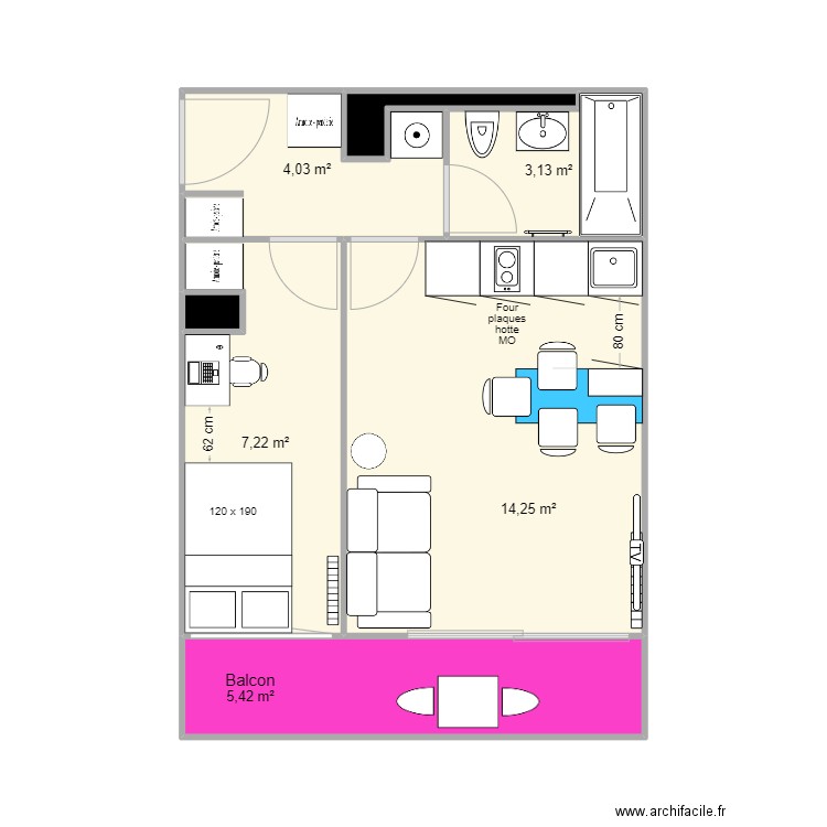 V2 Marc De La Panouse STUDIO/T2 . Plan de 7 pièces et 35 m2