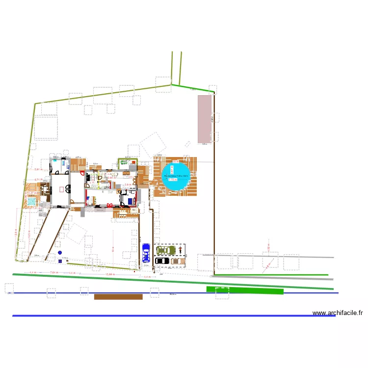 piscine. Plan de 1  et 0 m²