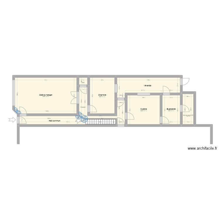 Rez. Plan de 9 pièces et 99 m2