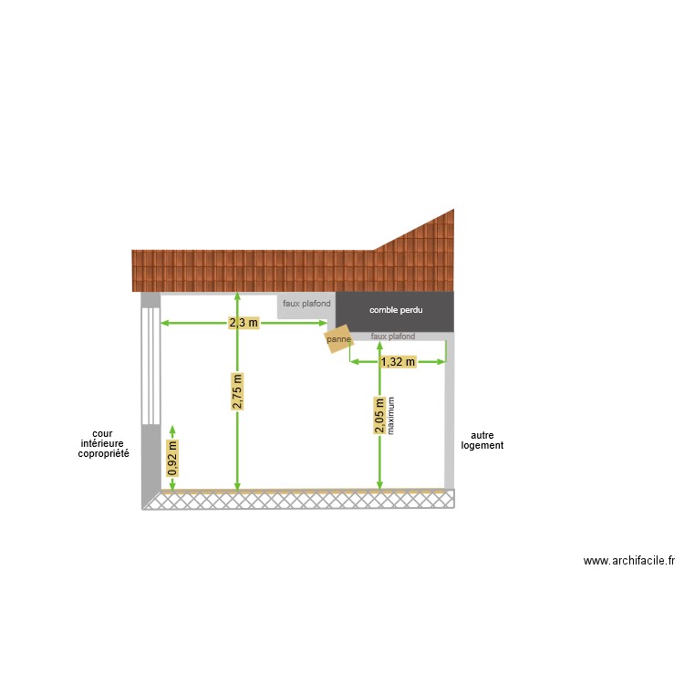 coupe AA'. Plan de 0 pièce et 0 m2