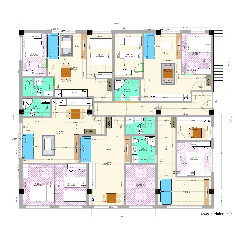 3th Floor 5.1.Bon. Plan de 20 pièces et 219 m2