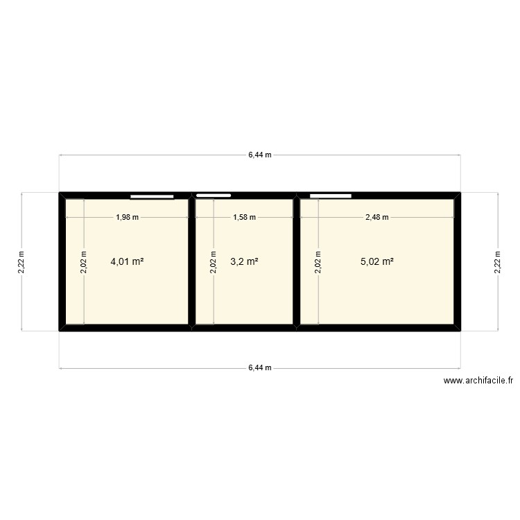 Magazin pour la ferme Yedidya's. Plan de 3 pièces et 12 m2