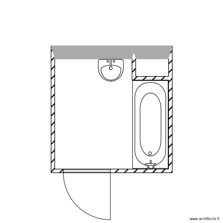 ROMAN SDB Existante. Plan de 2 pièces et 5 m2