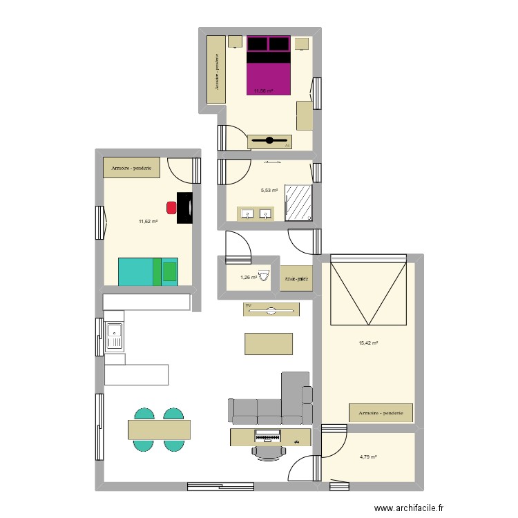 Begood House. Plan de 6 pièces et 50 m2