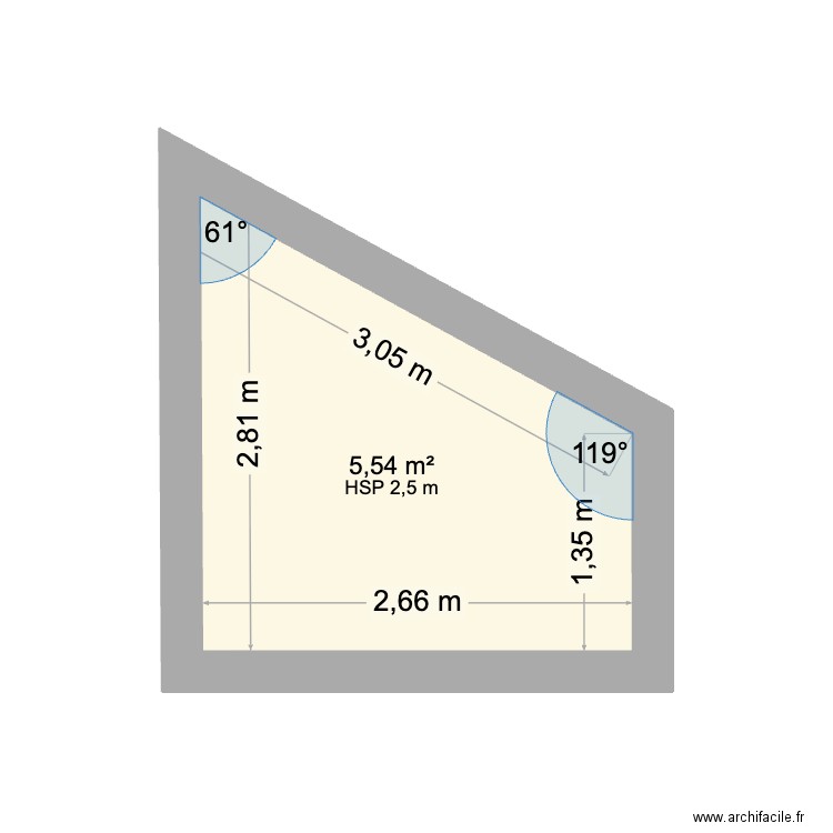 Ancien cabanon à devenir bureau. Plan de 1 pièce et 6 m2
